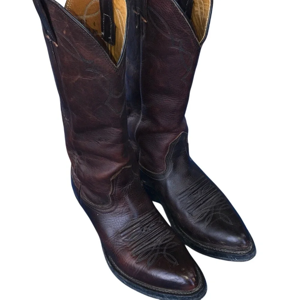 Nocona Boots Brown Leather Western Cowboy Boots‎ USA Made Size 4